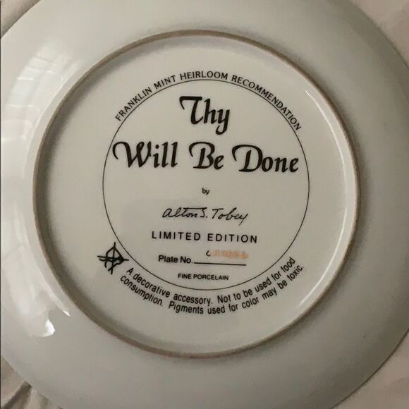 Franklin Mint Thy Will Be Done Collector Plate - Picture 2 of 2
